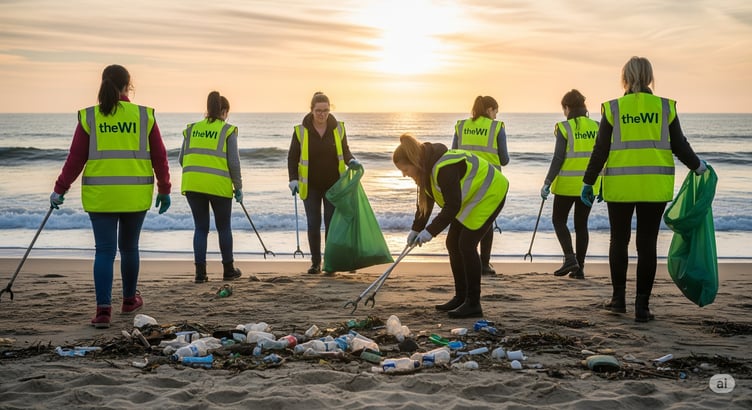 Members of Minehead Women's Institute joined a beach clean volunteering evening.