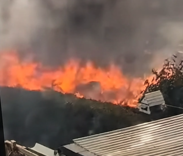 A view of Monday's fire in Washford which saw 23 people checked for smoke inhalation.
