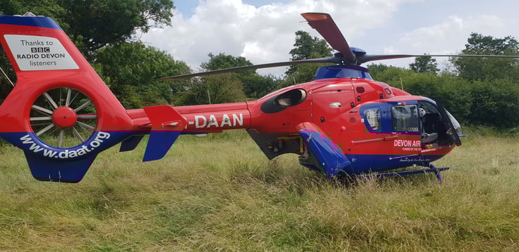 The Devon Air Ambulance was called to a road traffic collision in a Blackdown Hills village on August 27.