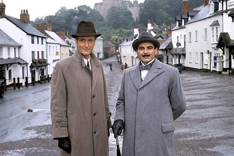 Dunster was the main location for an episode of Agatha Christie's Poirot starring David Suchet (right) and Hugh Fraser.