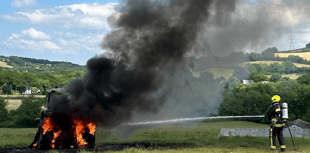 Tractor destroyed in village fire