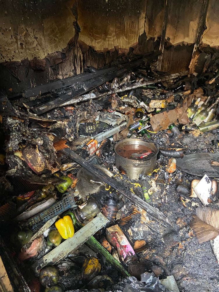 Some of the damage caused by fire which swept through Dunster's Reeves restaurant.