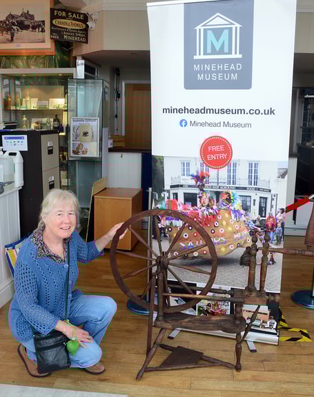 An A & E Kille spinning wheel donated to Minehead Museum by Helen Humphrey.