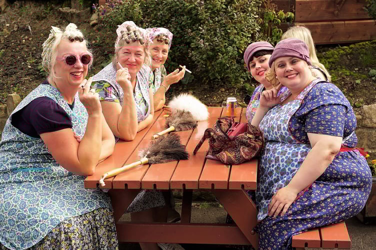 A 1940s style tea break for these ladies who will be having Forties fun again on the West Somerset Railway at the weekend.