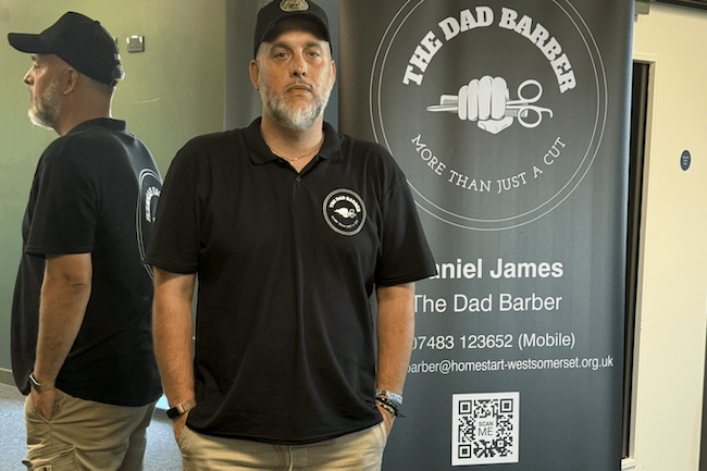 West Somerset's 'Dad Barber' Daniel James is offering mental health support with a haircut.