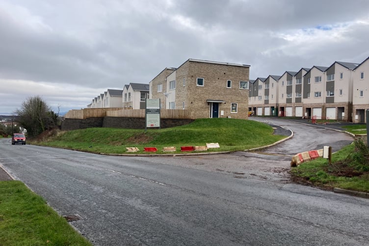 The entrance to the part-built Exmoor Gate housing development in Minehead.