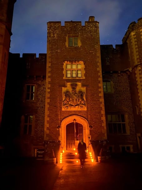 A figure outside the front of Dunster Castle. PHOTO: Dave Wood
