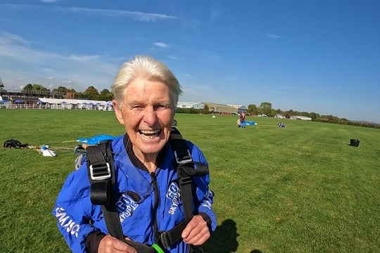 Tom on the ground, delighted by the experience