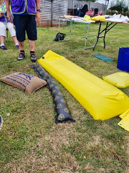 The Rotary Club of Minehead EVAG (Emergency Volunteer Action Group) hub holds a supply of flood alleviation items