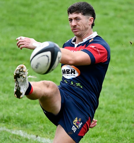 Dan Quick kicks for Wiveliscombe in the recent cup match against Bridgwater & Albion