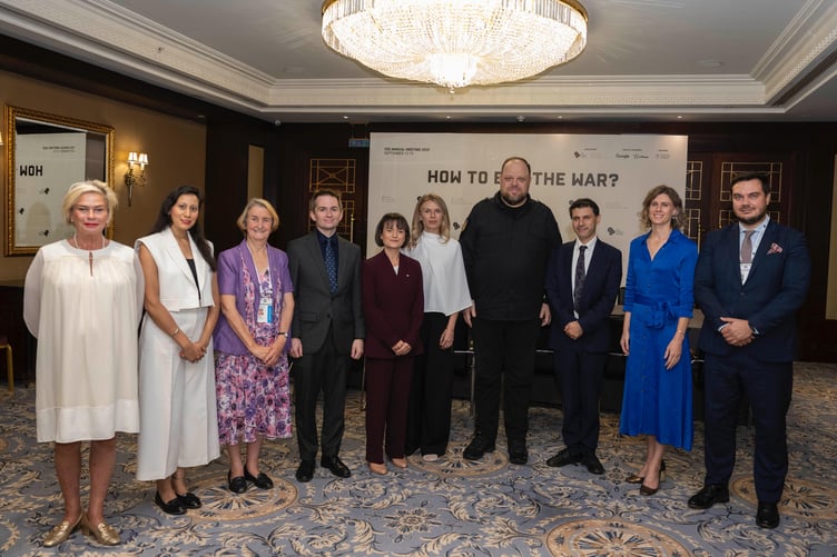 MP Rachel Gilmour (left) joins other UK MPs alongside Ruslan Stefanchuk, the Speaker of the Parliament of Ukraine.