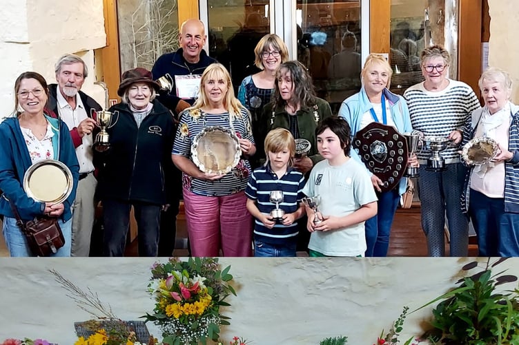 Some of the trophy winners at this year's Dunster Flower Show