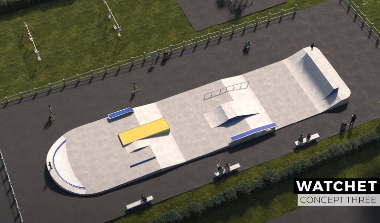 A concept design for a proposed wheeled park in Watchet. IMAGE: Maverick.