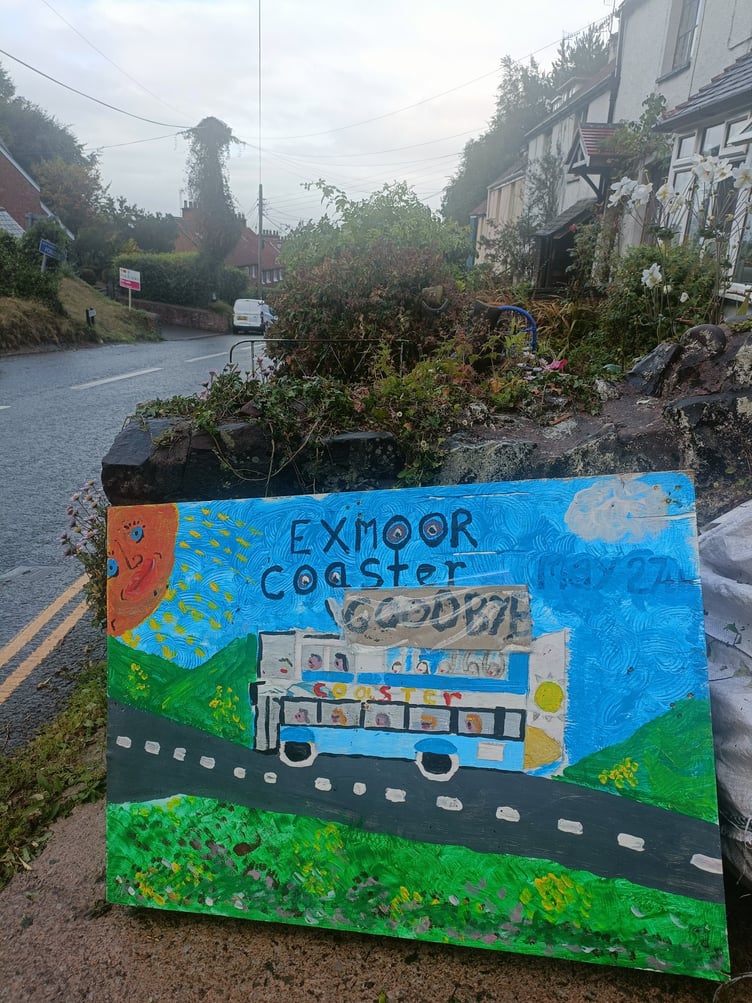 Porlock resident Lottie Sanders bid farewell to the Exmoor Coaster with this sign near her home.