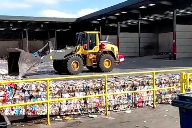Cardboard bales in the Taunton materials recycling facility.