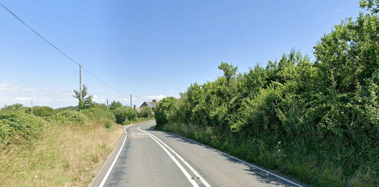 The A39, between West Quantoxhead and East Quantoxhead.