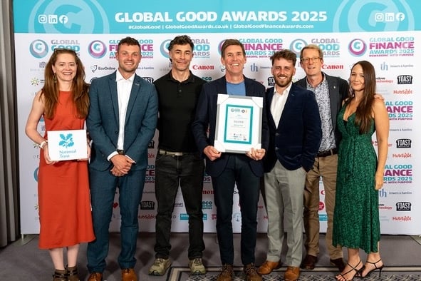 Simon Larkins and his team with the prestigious silver Global Good Award Photo National Trust