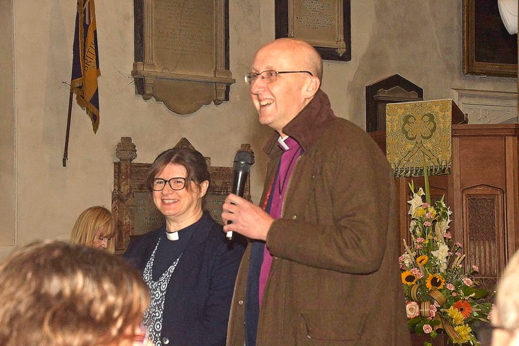 The Bishop of Bath and Wells the Rt Rev Michael Beasley was in Wiveliscombe to introduce new Taunton bishop Fiona Gibson.