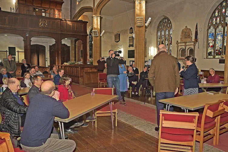 Clergy and volunteers in Wiveliscombe meet new Taunton Bishop Fiona Gibson.