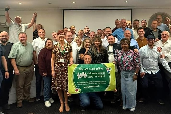 RGB and CRS Building Supplies staff and suppliers with Hayley Wallbank of Children’s Hospice South West (front row left), at the recent South West Build Conference