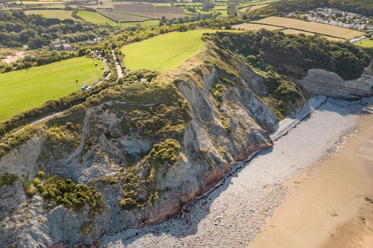 The clifftop site of Daw's Castle, near Watchet, which has been added to Historic England's list of at risk heritage assets.