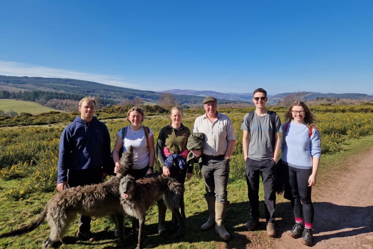 West Somerset 20s and 30s Walking Group members at Bat's Castle Iron Age hill fort between Dunster and Carhampton.