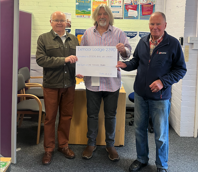 West Somerset Citizen's Advice receives a donation from Exmoor masons.