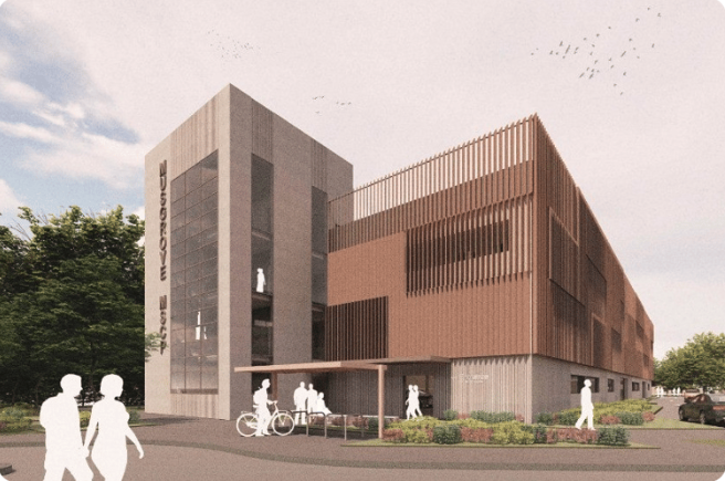 How Musgrove's second multi-storey car park could look once it is built in the 2030s.