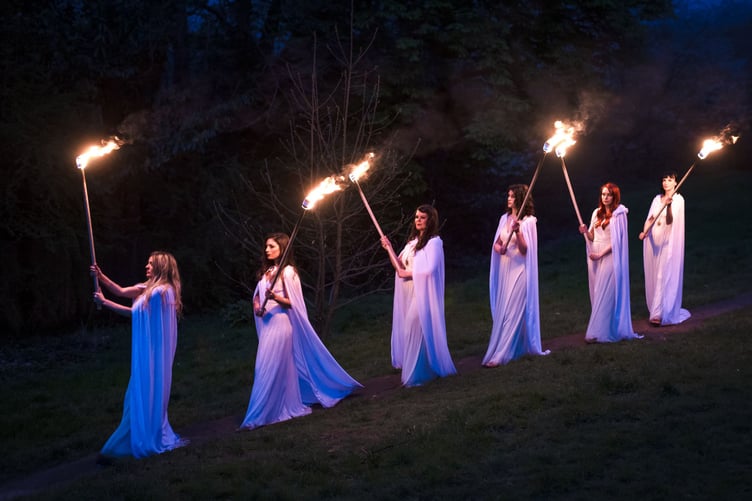 Torches and a musical fanfare of medieval instruments and drums with families, musicians, and re-enactors will herald the return of the Mediaeval Baebes to Dunster.