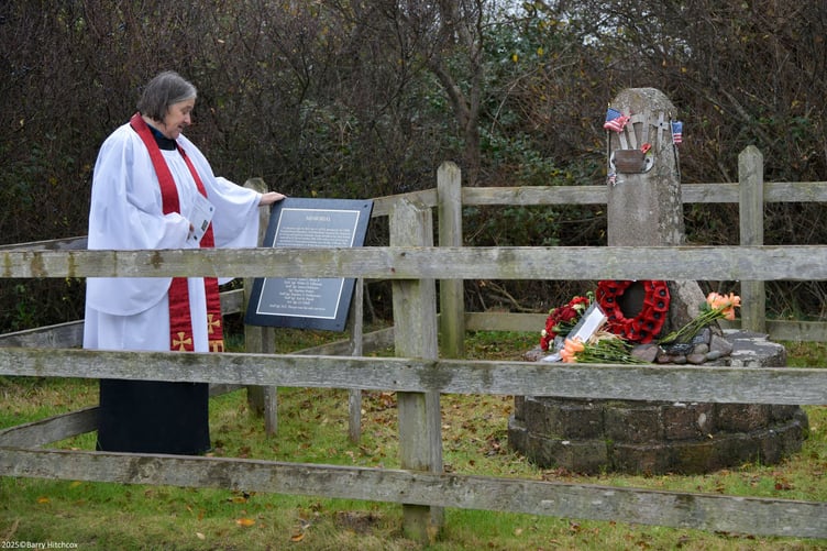 Porlock curate the Rev Alison Tolson read out the names of the 12 American airmen who died when their Liberator aircraft crashed on Porlock Marsh in 1942.
