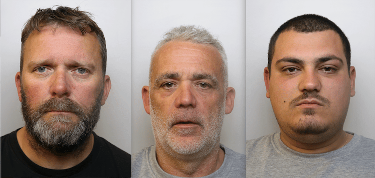 Three of the Watchet cocaine smugglers, (from left) Raymond and Craig Nuttall, and Anestis Tsepa.