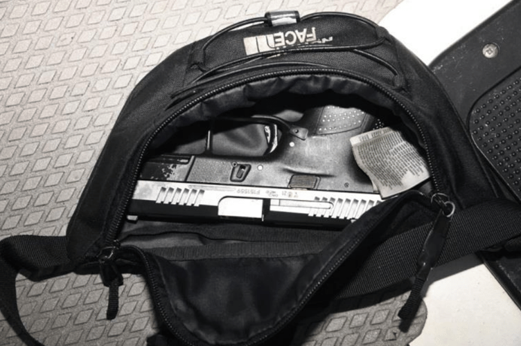 A handgun in a bag belonging to one of the Watchet cocaine smuggling gang.