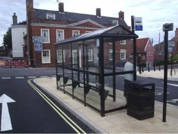 An example of the Harrogate-style bus shelters which are being installed in Minehead.