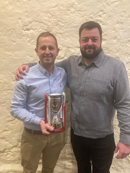 Minehead CC's first team Player of the Year Josh Hurley (left) with skipper Dan Bowditch