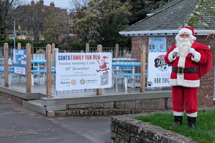 Minehead Rotary is holding its annual Santa fun run on the sea front on November 30.