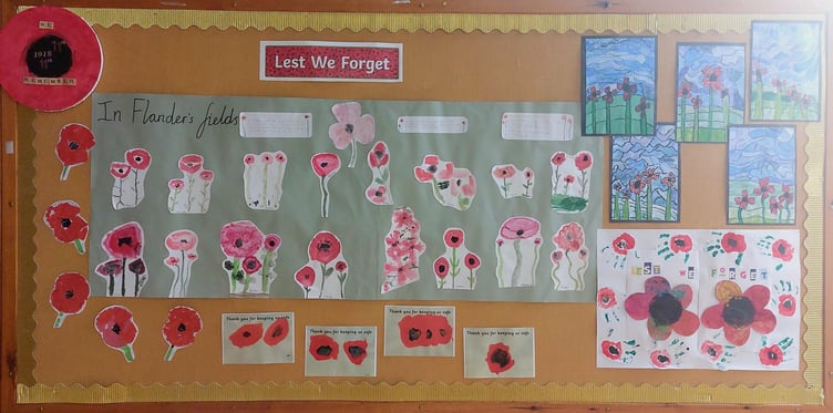 Some of the Remembrance artwork created by children in St Peter's Pre-school, Williton.