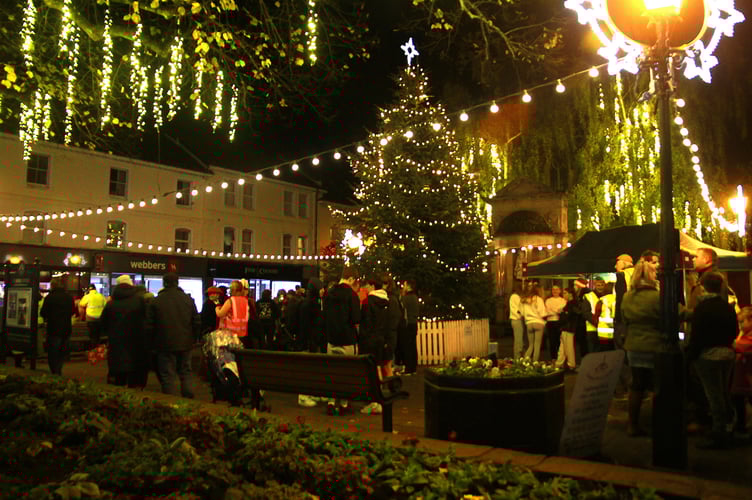 Festive lights at a previous Victorian theme Christmas in Minehead.