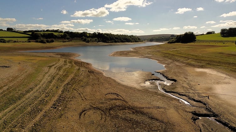 This photograph by Oliver How shows how low water levels fell in Wimbleball lake this summer.