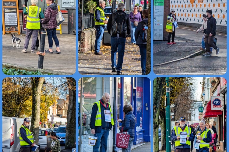 Memebers of Minehead Rotary Club during their Hurricane Mellissa street collection
