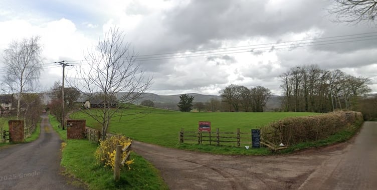 The entrance to Stogumber Cricket Club, close to where a forest nursery log cabin is being planned.
