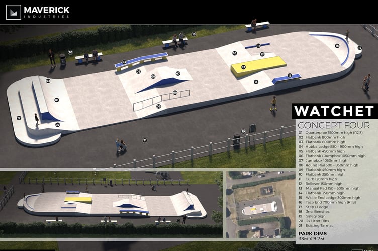 The latest design of a wheeled sports park which is to be built in Watchet.