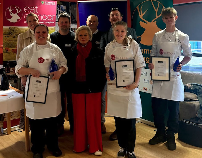 MP Rachel Gilmour presented certificates to Lauren Lewis, Maddie Kennealy, and Blake Jennings, who took part in this year's Exmoor Young and Aspiring Chef event organised by Visit Exmoor.