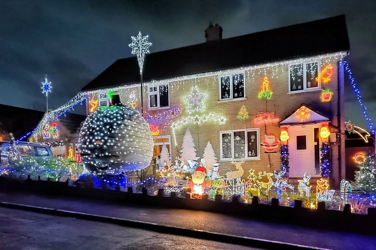 A previous year's Christmas lights display in Plover Close, Minehead.