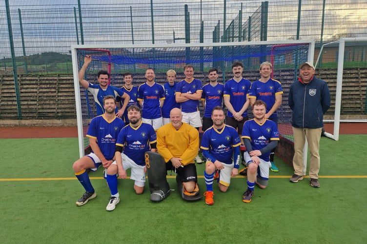 Minehead Hockey Club lst XI, back left to right: Ross Wright, Joe Rowson, Chris Weetch, Pete Cole, James White, Shane Heale, Max Staniland, Joe Notaor-Livingston, coach Andrew Speed; front: Claude Mahlich (capt), Mark Bolton, Lee Fairbrother, Ian Jeanes, Josh Hooper.