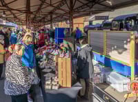 Christmas market arriving on platform one