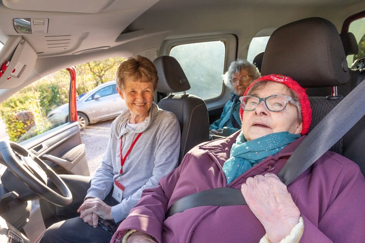 Wivey Link volunteer driver Christine Brooker with passengers Beryl Lovell (rear) and Gwen Burnett.