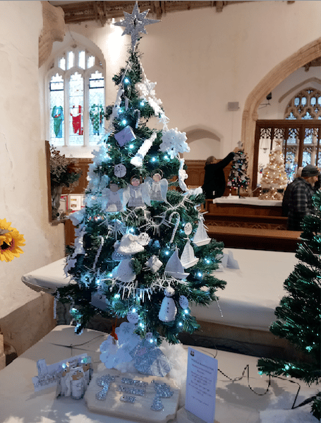 Watchet Bowling Club's 'Medley of Christmas Songs' entry in St Decuman's Church Christmas tree festival.