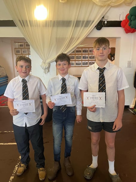 Players of the Match, left to right: Harry Blackmore – defensive standout, Edward Coates - relentless tackling effort and Harry Parfitt - a superb attacking display.