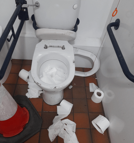 Recent vandalism in Watchet's Harbour Road public toilets.