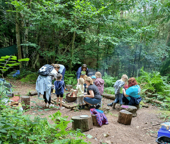 Children attending a Wild Wellies Forest School session.